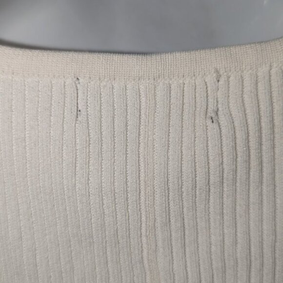 Slate & Willow Ivory Knit Ribbed Midi Knee Length Hourglass Flare Sweater Dress - Picture 10 of 11